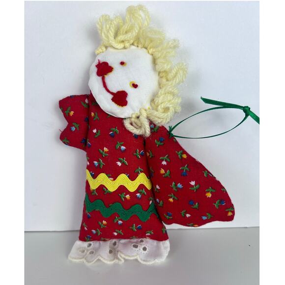 VTG Fabric Christmas Ornaments Angels & Gingerbread Plush Hand Stitched Stuffed - Picture 3 of 7